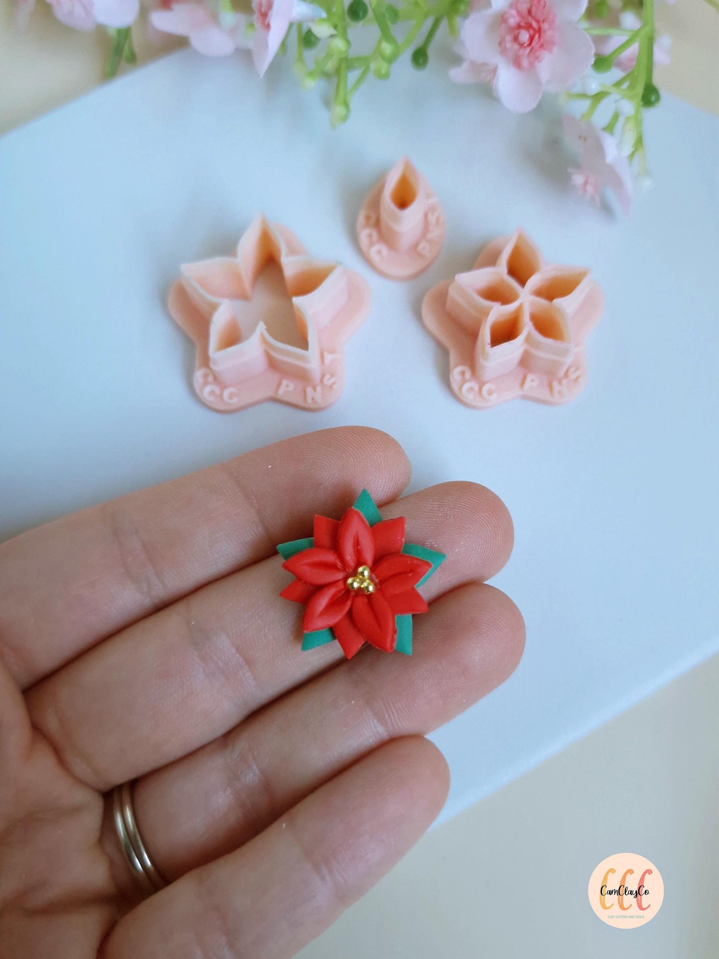 Emporte-pièce 3D en forme de fleur poinsettia pour la fabrication de bijoux en argile polymère