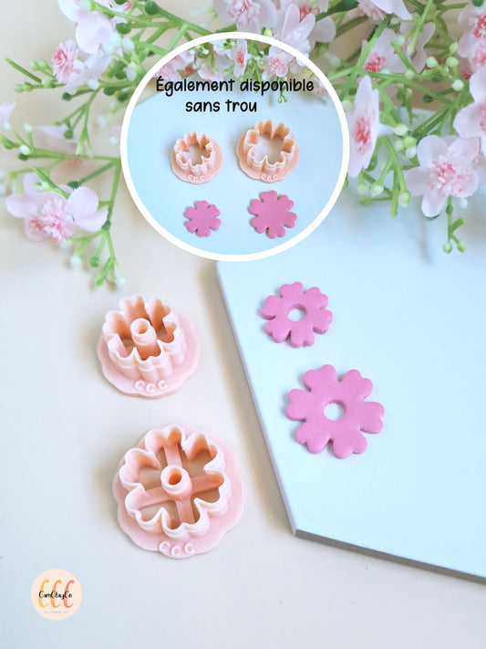 Emporte-pièces 3D fleurs 6 pétales doubles pour la fabrication de bijoux en argile polymère, créoles interchangeables