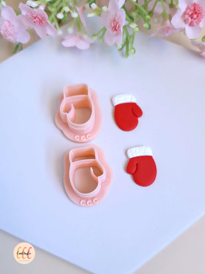 Emporte-pièces 3D en forme de moufles, gants de Noël pour la fabrication de bijoux en argile polymère