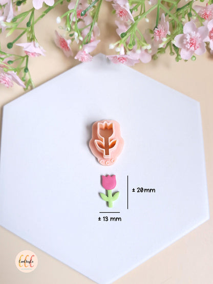 Emporte-pièces 3D en forme de tulipes avec tiges pour la fabrication de bijoux en argile polymère