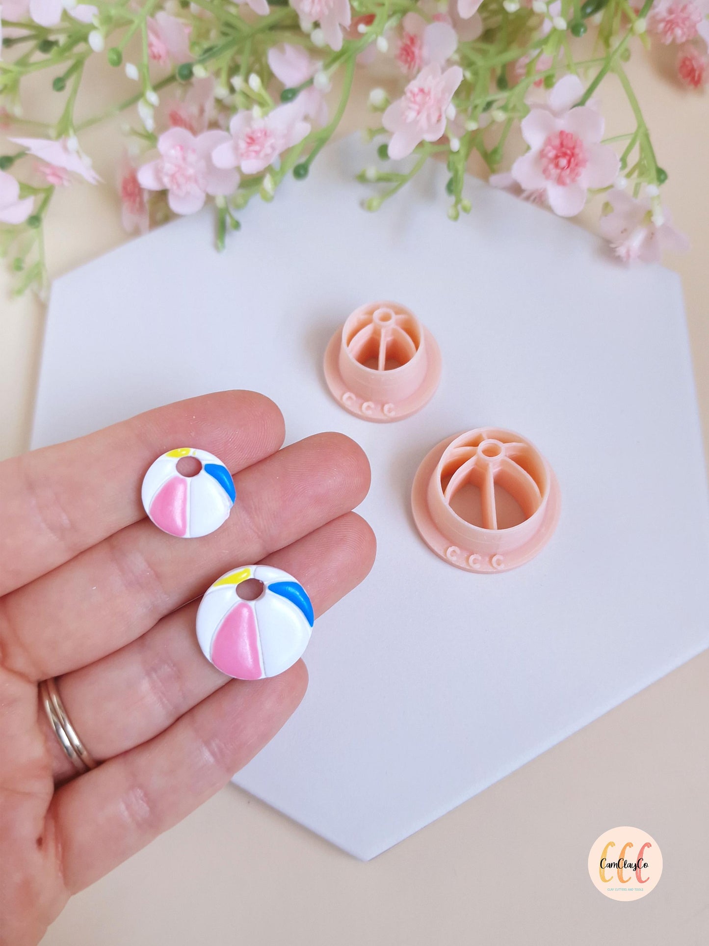 Emporte-pièces 3D en forme de ballon de plage pour la fabrication de bijoux en argile polymère, créoles interchangeables, pampilles