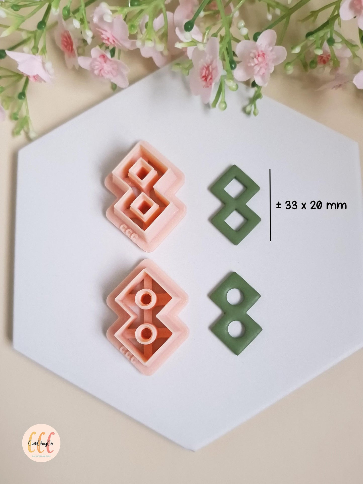 Emporte-pièce 3D en forme de double carré creux pour la fabrication de bijoux en argile polymère, créoles interchangeables, pampilles