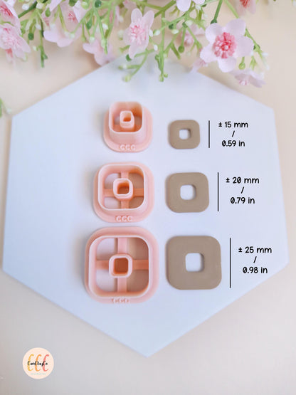 Emporte-pièces 3D en forme de carrés arrondis donuts pour la fabrication de bijoux en argile polymère