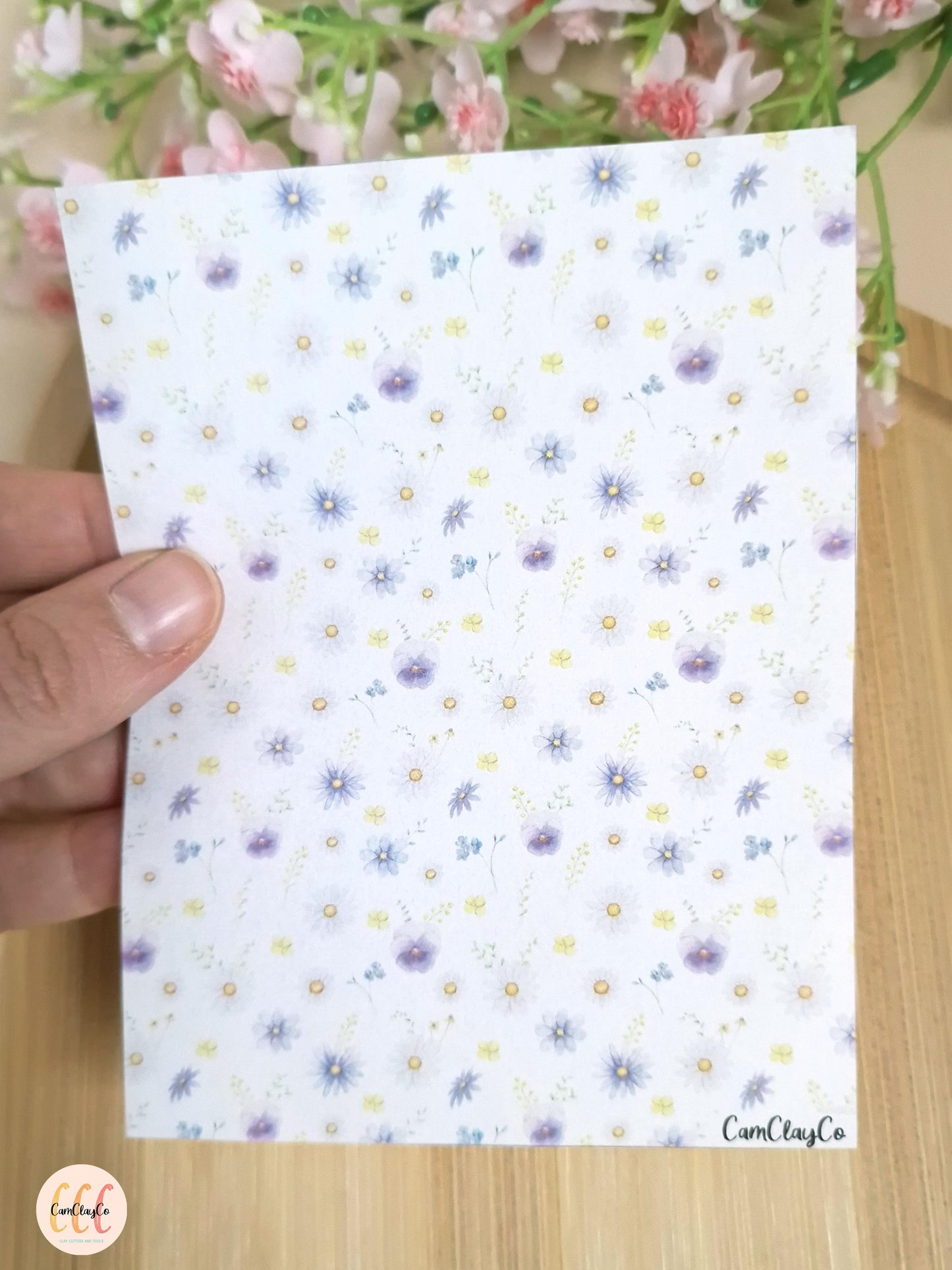 Feuille de transfert soluble à l'eau pour la fabrication de bijoux en argile polymère - Mix flowers 02
