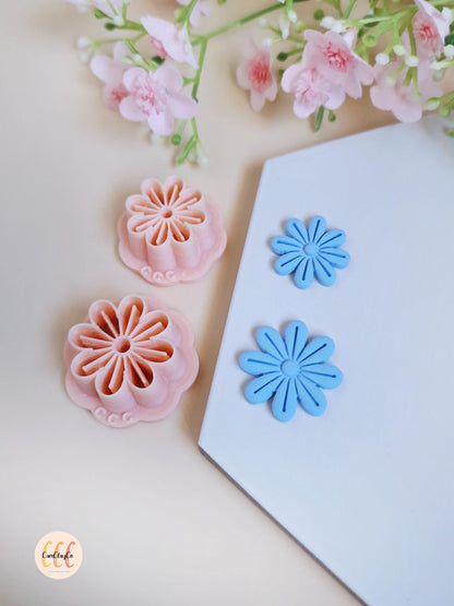 Emporte-pièces 3D fleurs à 8 pétales longs pour la fabrication de bijoux en argile polymère, créoles interchangeables, pampilles