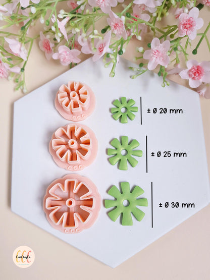 Emporte-pièces 3D en forme de fleurs 8 pétales carrés pour la fabrication de bijoux en argile polymère, créoles interchangeables, pampilles