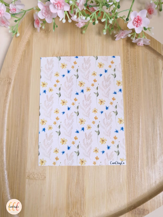 Feuille de transfert soluble à l'eau pour la fabrication de bijoux en argile polymère - Flowers 03