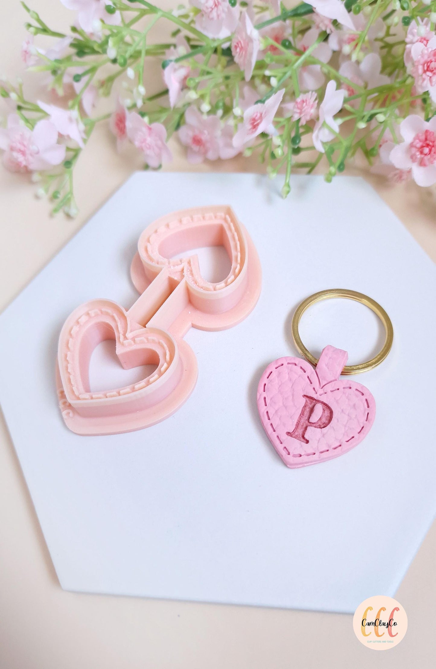 Emporte-pièce 3D porte-clés pour les créations en argile polymère - Porte-clés cœur