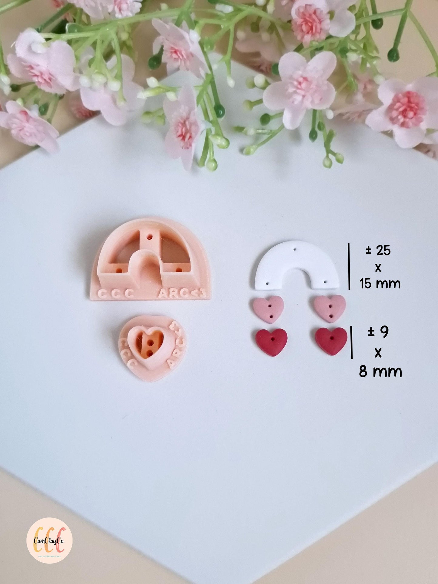 Set d'emporte-pièces 3D en forme d'arc et petit cœur pour la fabrication de bijoux en argile polymère