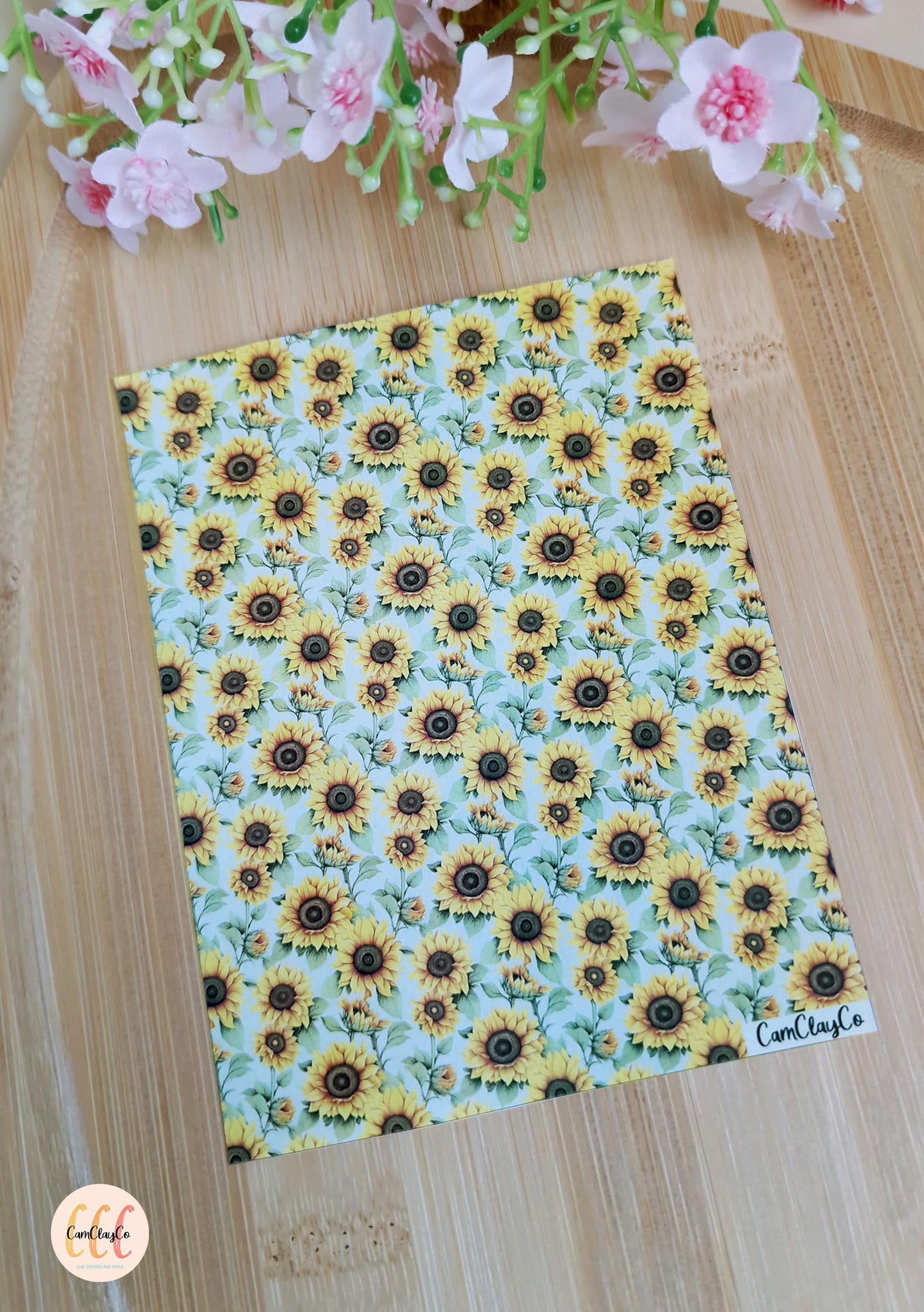 Feuille de transfert soluble à l'eau pour la fabrication de bijoux en argile polymère - Sunflowers 02