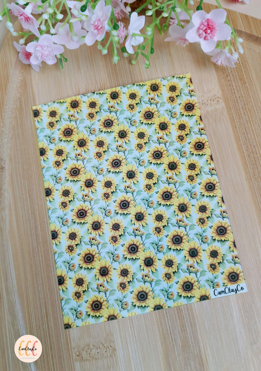 Feuille de transfert soluble à l'eau pour la fabrication de bijoux en argile polymère - Sunflowers 02