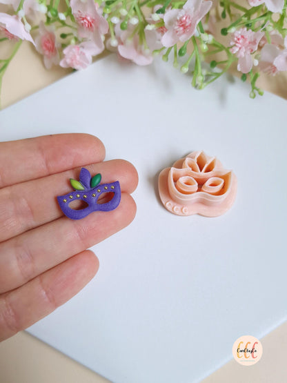 Emporte-pièce 3D en forme de masque de carnavall pour la fabrication de bijoux en argile polymère - Mardi Gras