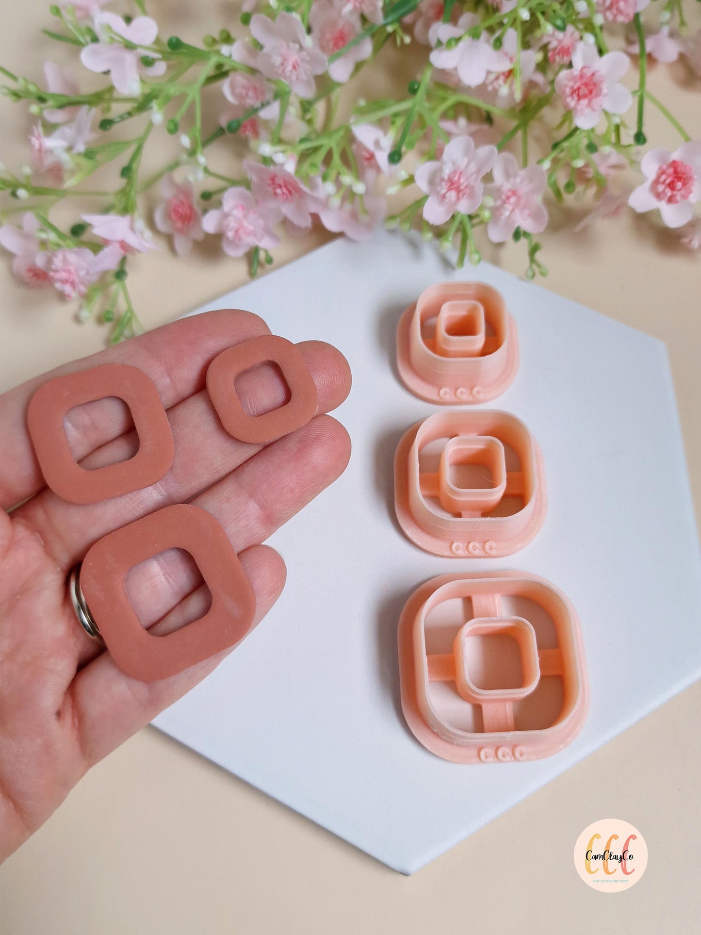 Emporte-pièces 3D en forme de carrés très arrondis donuts pour la fabrication de bijoux en argile polymère