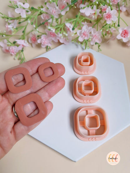 Emporte-pièces 3D en forme de carrés très arrondis donuts pour la fabrication de bijoux en argile polymère