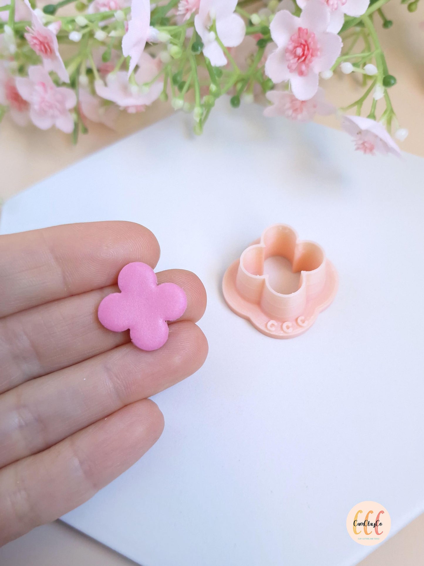 Emporte-pièces 3D en forme de fleur donut 4 pétales pour la fabrication de bijoux en argile polymère