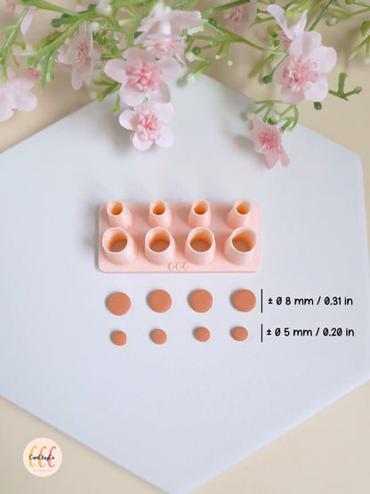 Emporte-pièce 3D en forme de petits cercles 2 tailles différentes pour la fabrication de bijoux en argile polymère - Set cercles 2 tailles