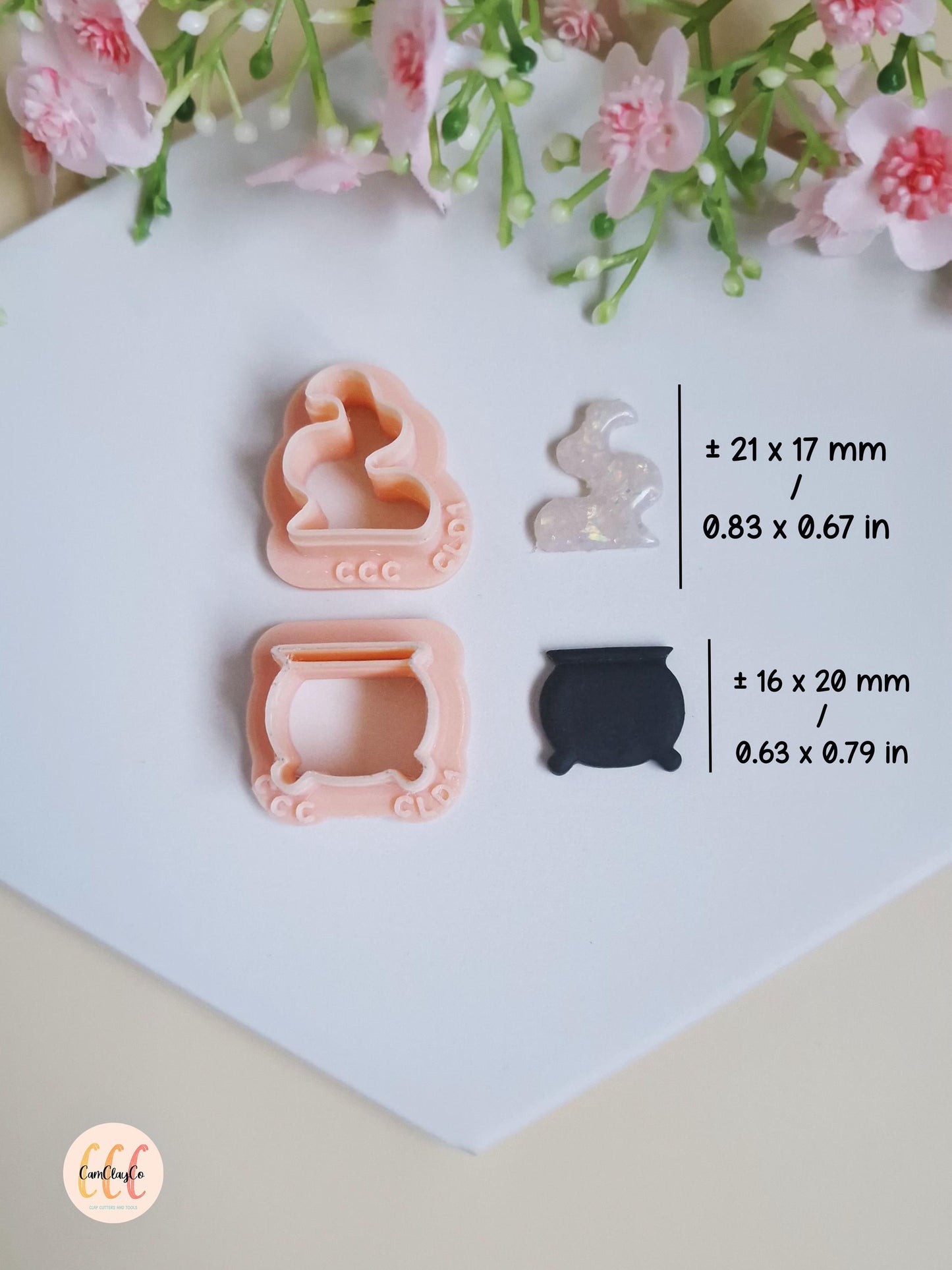 Lot de 2 emporte-pièces 3D en forme de chaudron et de fumée, Halloween, pour la fabrication de bijoux en argile polymère