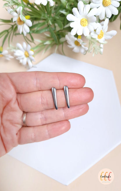 Boucles d'oreilles barres en acier inoxydable pour la fabrication de bijoux, doré et argenté - 2 pièces