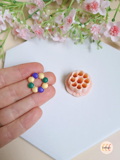 Emporte-pièce 3D en forme de couronne à boules pour la fabrication de bijoux en argile polymère - Mardi Gras