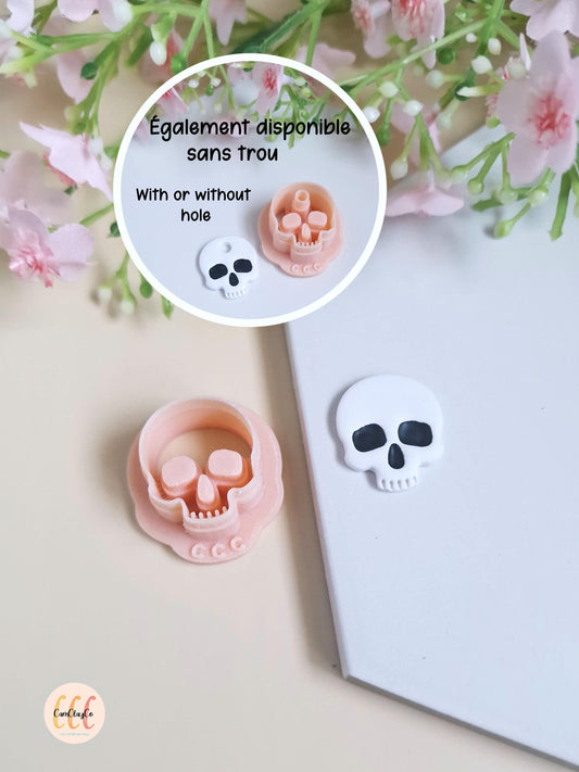 Emporte-pièce 3D en forme de crâne, tête de mort pour la fabrication de bijoux en argile polymère