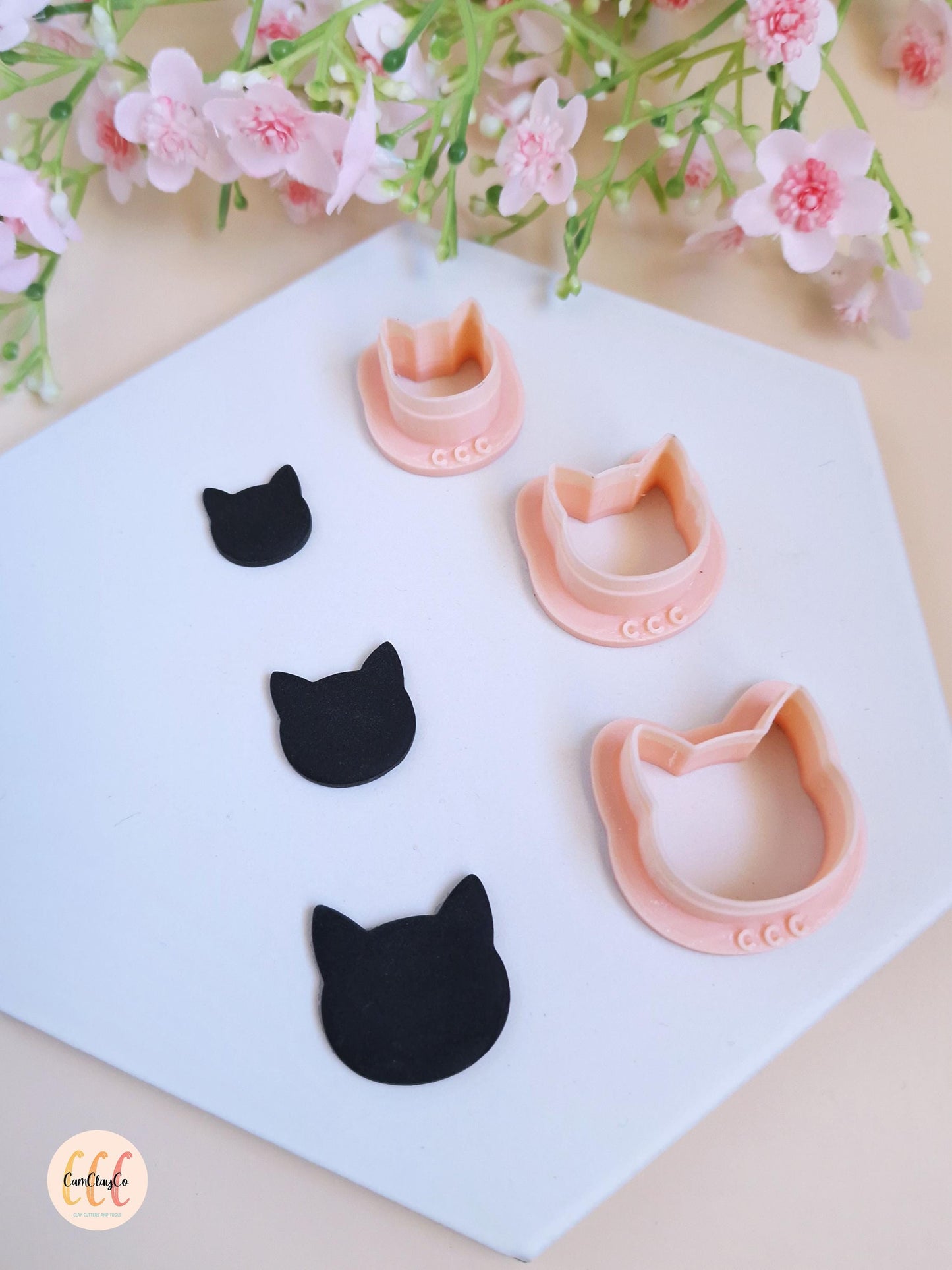 Emporte-pièces 3D en forme de têtes de chats pour la fabrication de bijoux en argile polymère, créoles interchangeables