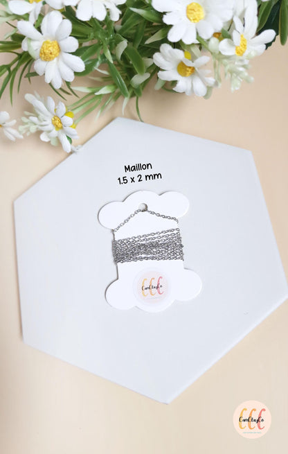 Chaîne en acier inoxydable doré et argenté, 1 mètre - Accessoires bijoux