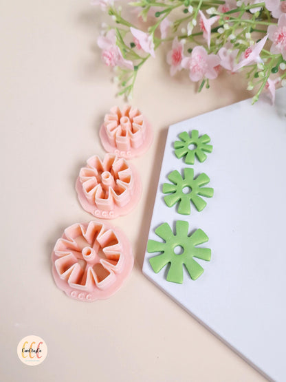 Emporte-pièces 3D en forme de fleurs 8 pétales carrés pour la fabrication de bijoux en argile polymère, créoles interchangeables, pampilles