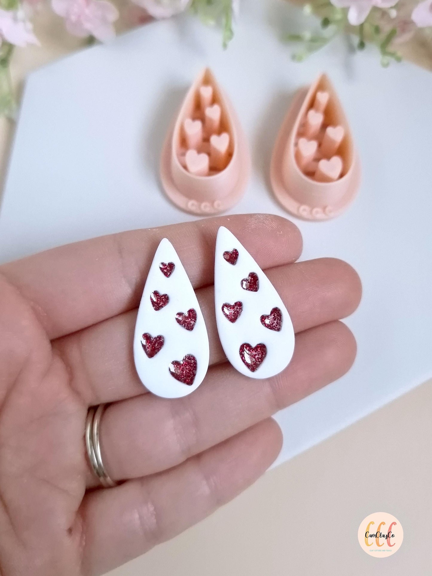 Emporte-pièces 3D en forme de gouttes et cœurs estampés pour la fabrication de bijoux en argile polymère