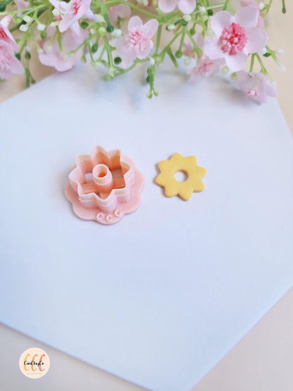 Emporte-pièce 3D en forme de fleur 8 pétales pointus pour la fabrication de bijoux en argile polymère, créoles interchangeables, pampilles