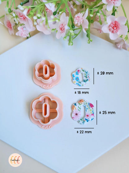 Emporte-pièces 3D fleur 6 pétales donut ovale pour la fabrication de bijoux en argile polymère, créoles interchangeables, pampilles