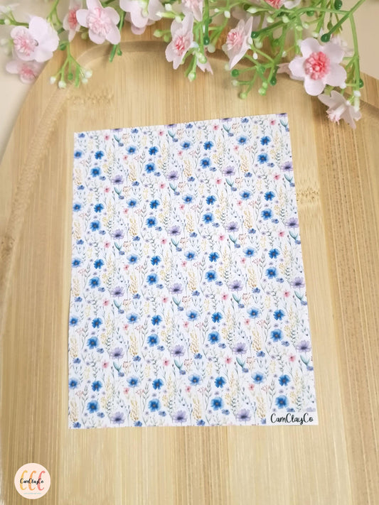 Feuille de transfert soluble à l'eau pour la fabrication de bijoux en argile polymère - Mix flowers 03