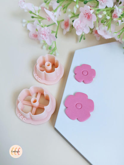 Emporte-pièces 3D fleurs à 5 pétales larges pour la fabrication de bijoux en argile polymère, créoles interchangeables, pampilles