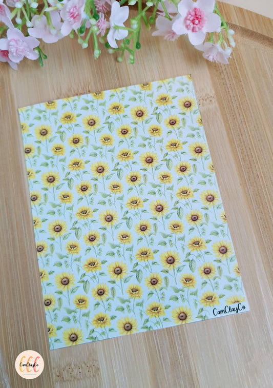 Feuille de transfert soluble à l'eau pour la fabrication de bijoux en argile polymère - Sunflowers 01