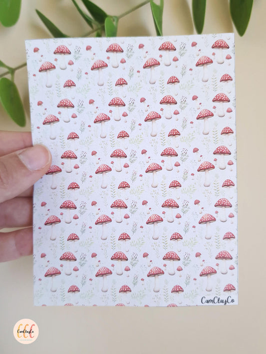 Feuille de transfert soluble à l'eau pour la fabrication de bijoux en argile polymère - Mushrooms 01