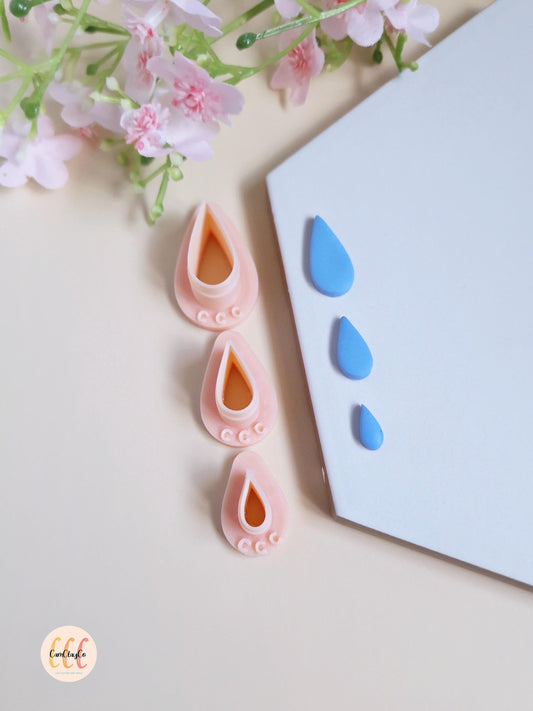 Emporte-pièce 3D en forme de gouttes de 3 tailles différentes pour la fabrication de bijoux en argile polymère