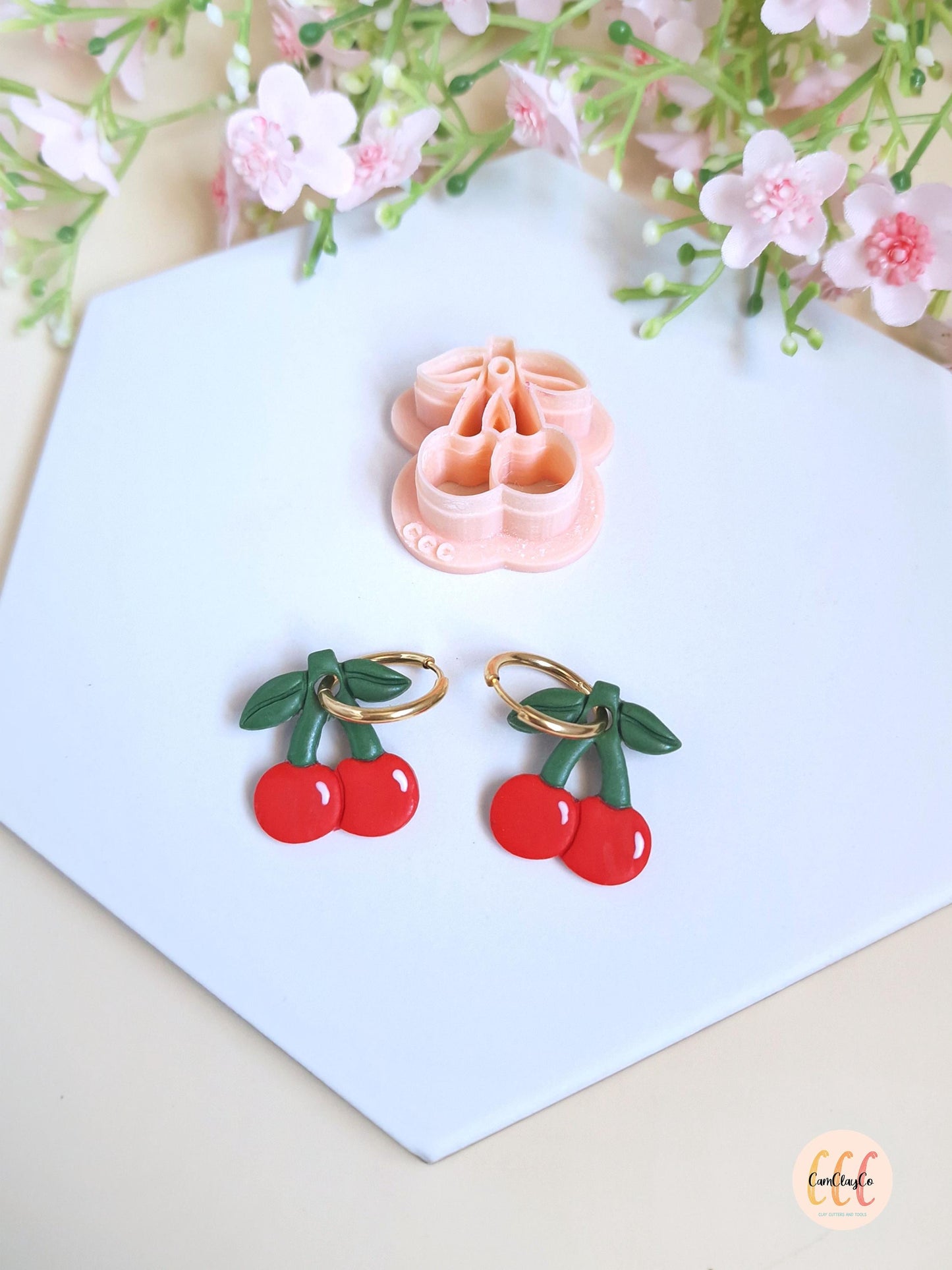 Emporte-pièce 3D forme de cerises pour la fabrication de bijoux en argile polymère, créoles interchangeables, pampilles