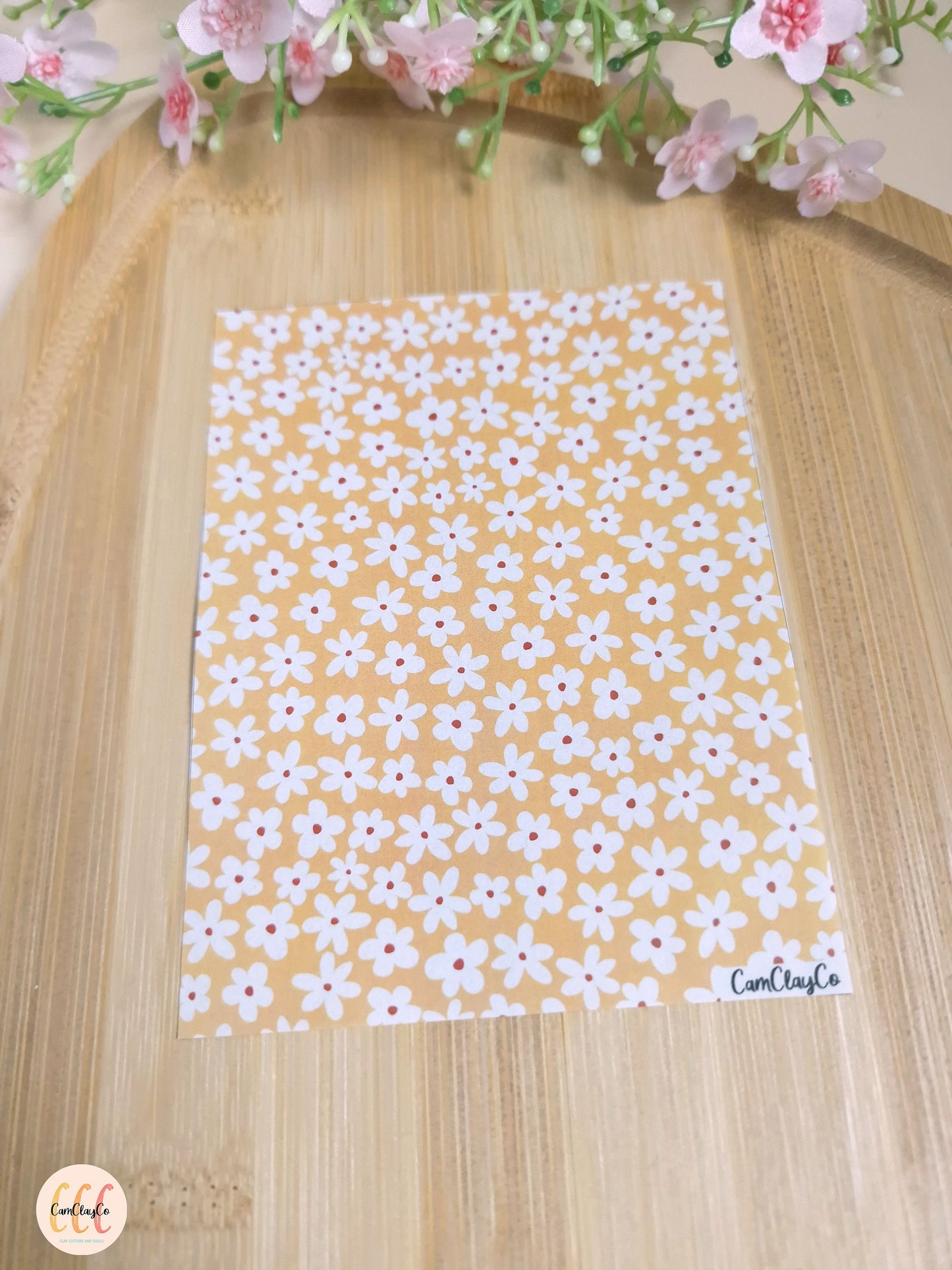 Feuille de transfert soluble à l'eau pour la fabrication de bijoux en argile polymère - Flowers 06