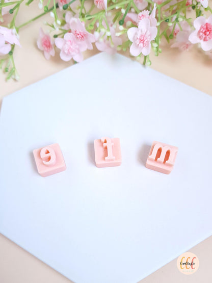 Tampons 3D alphabet pour la fabrication de bijoux en argile polymère - Minuscules 10-13 mm