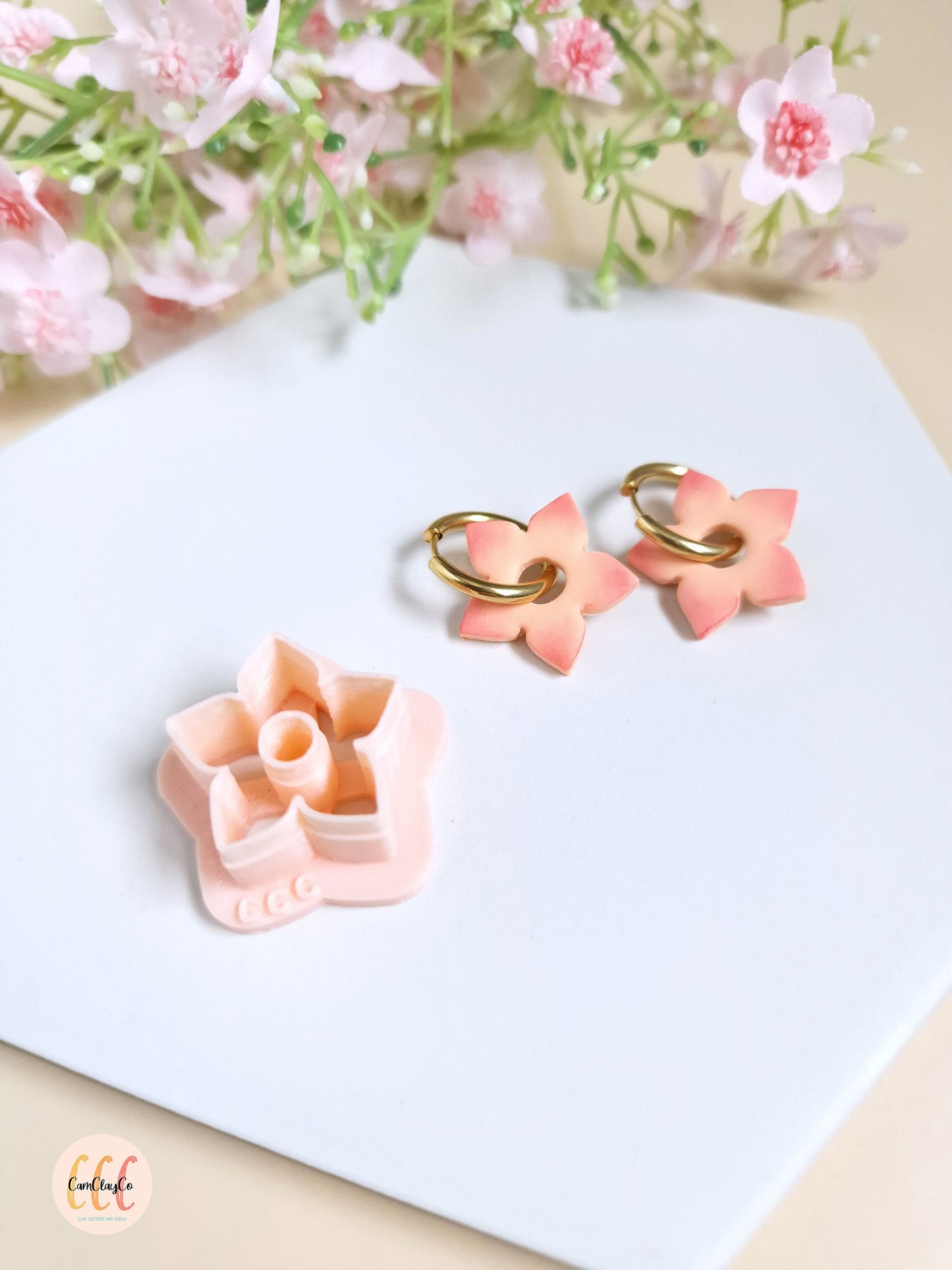 Emporte-pièce 3D en forme de fleur de cerisier pour la fabrication de bijoux en argile polymère, créoles interchangeables, pampilles