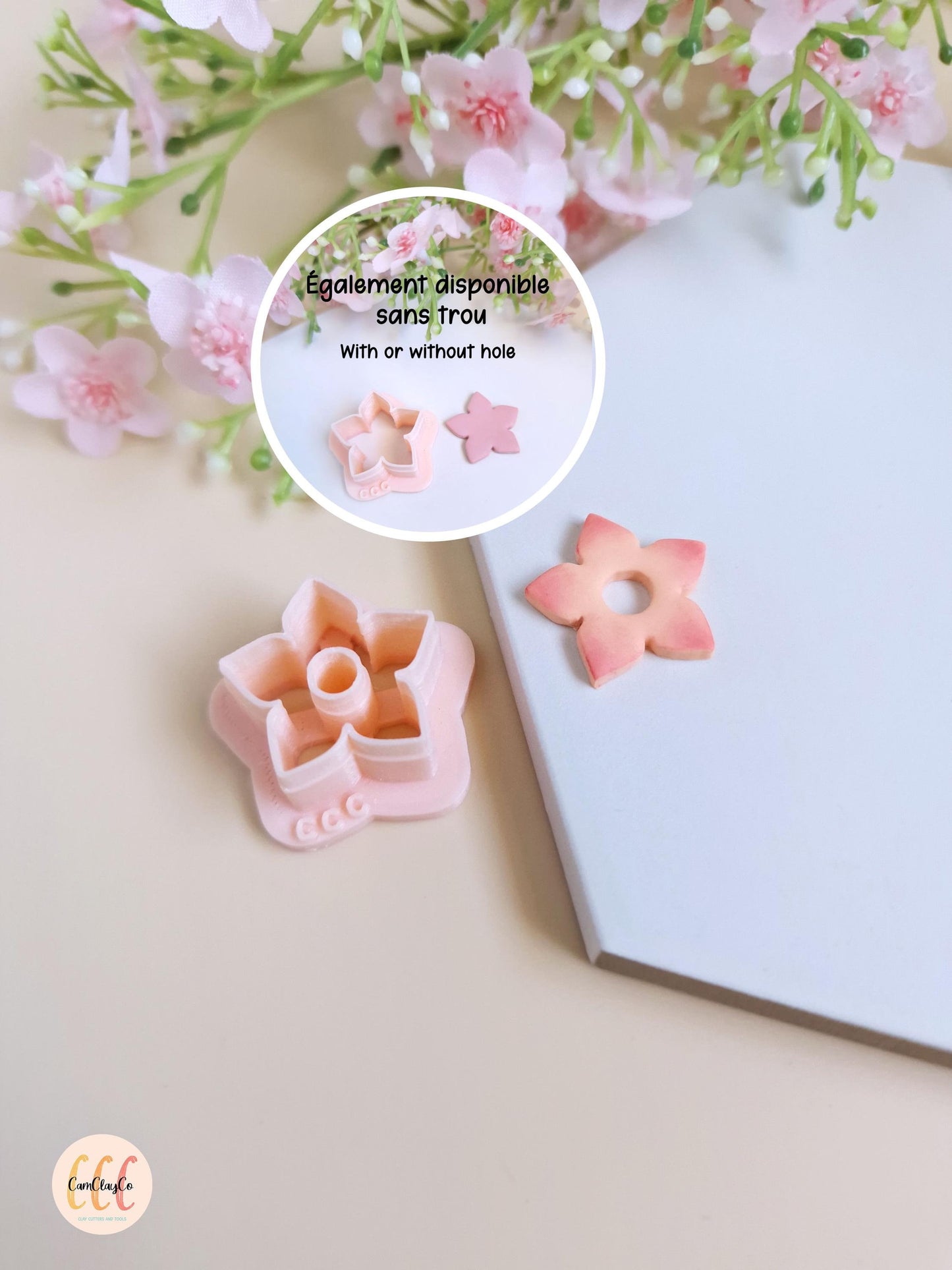 Emporte-pièce 3D en forme de fleur de cerisier pour la fabrication de bijoux en argile polymère, créoles interchangeables, pampilles