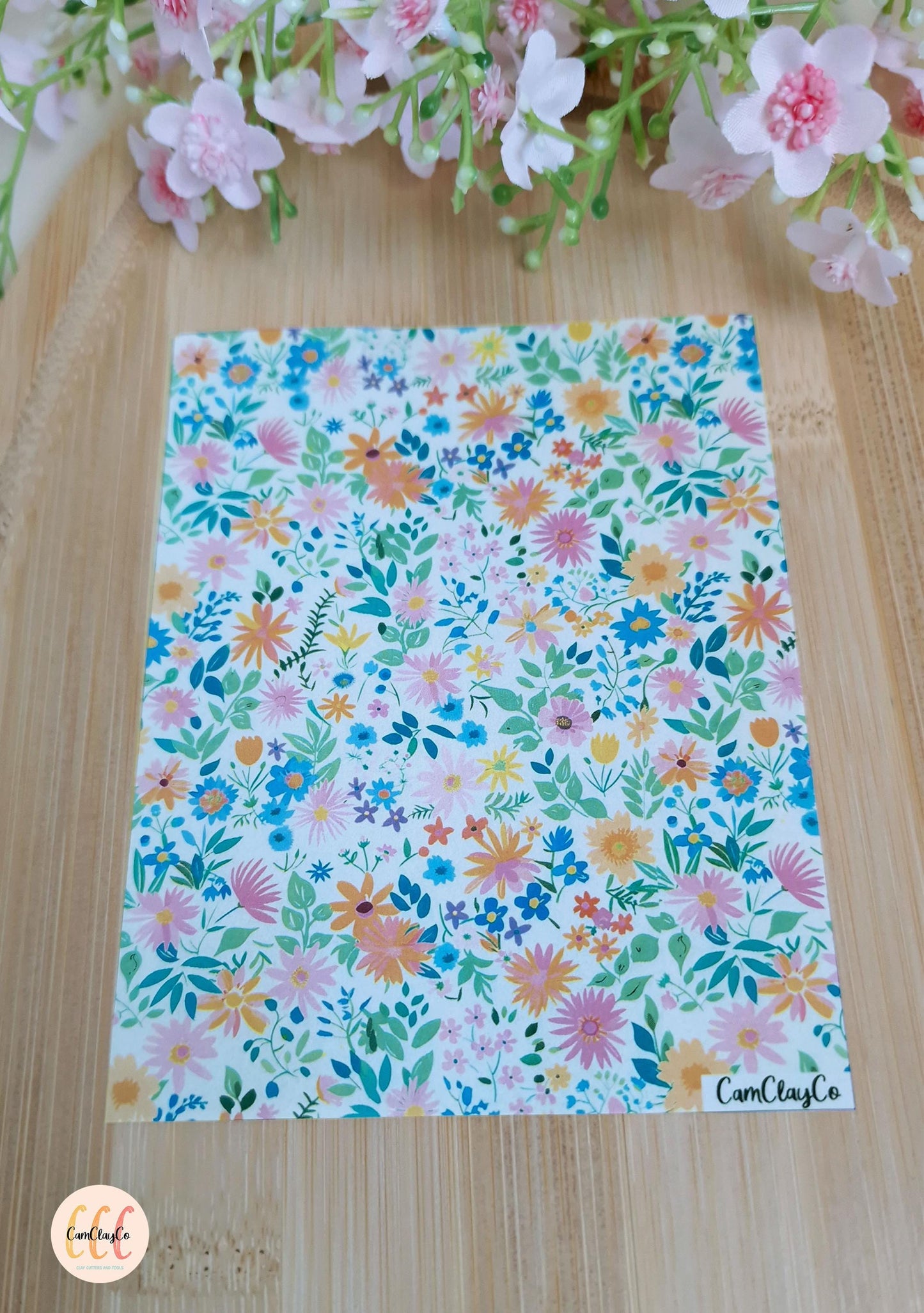 Feuille de transfert soluble à l'eau pour la fabrication de bijoux en argile polymère - Spring Flowers 010