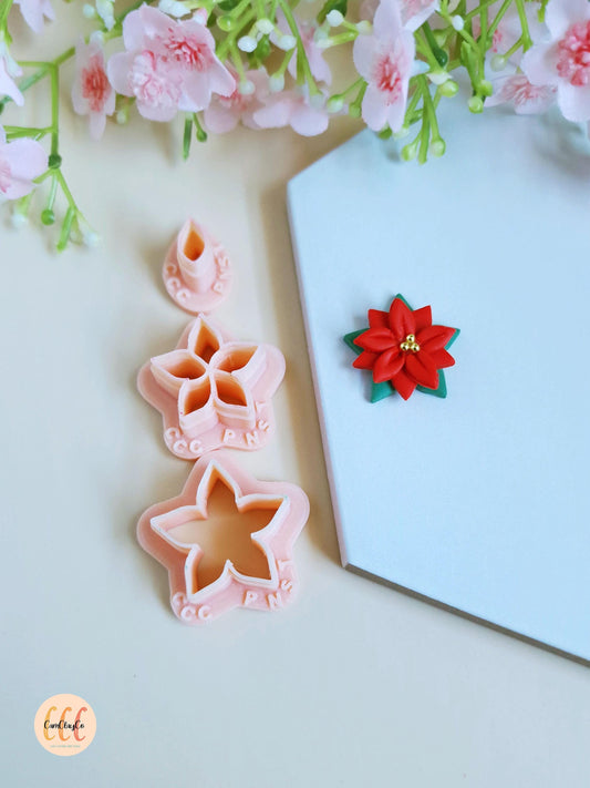 Emporte-pièce 3D en forme de fleur poinsettia pour la fabrication de bijoux en argile polymère