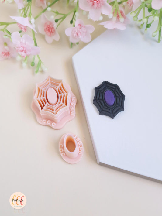 Emporte-pièces 3D en forme de toile d'araignée et effet pierre précieuse pour la fabrication de bijoux en argile polymère