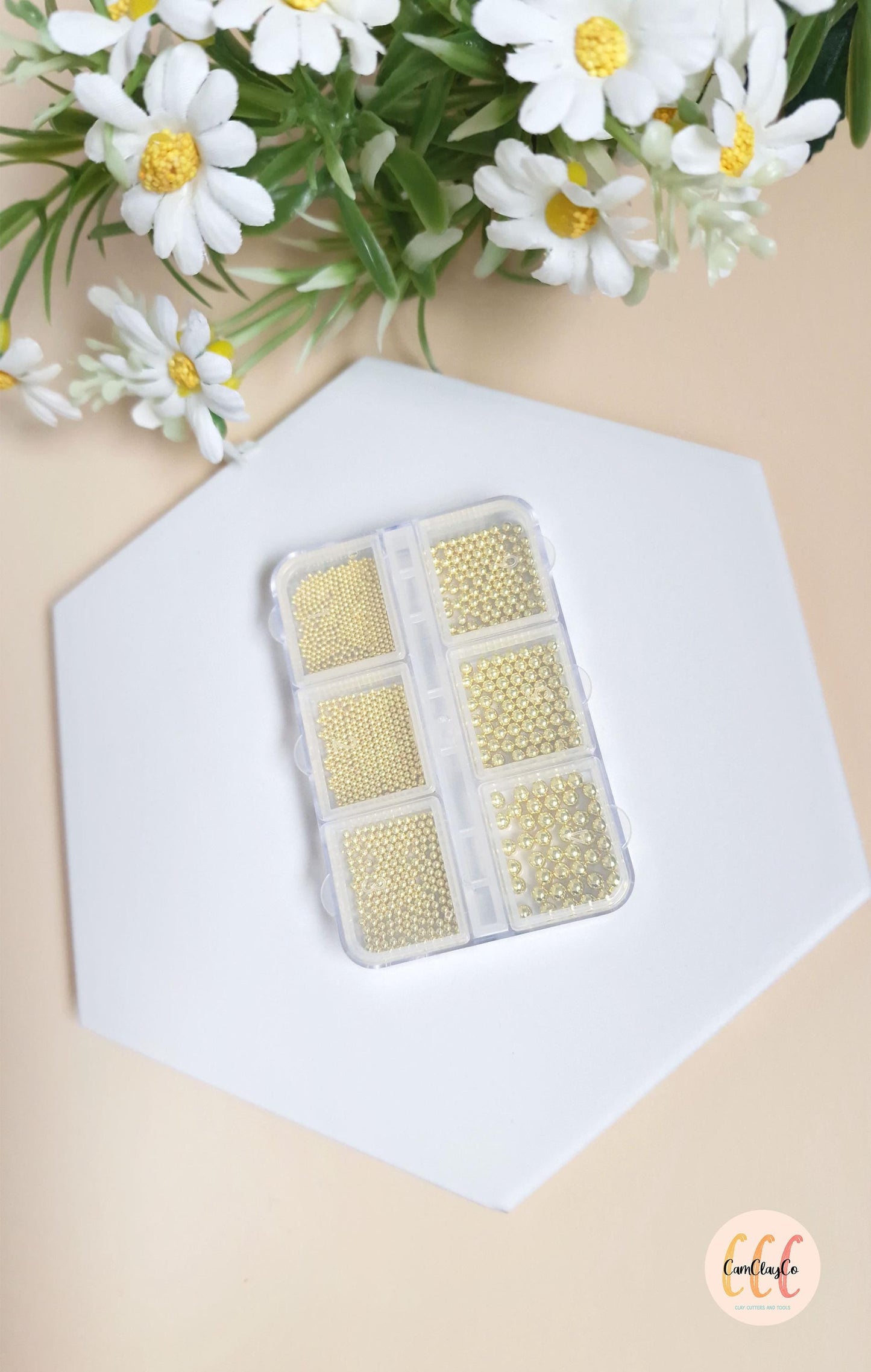 Microbilles, perles caviar dorées - Accessoires bijoux pour argile polymère