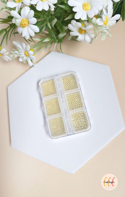 Microbilles, perles caviar dorées - Accessoires bijoux pour argile polymère