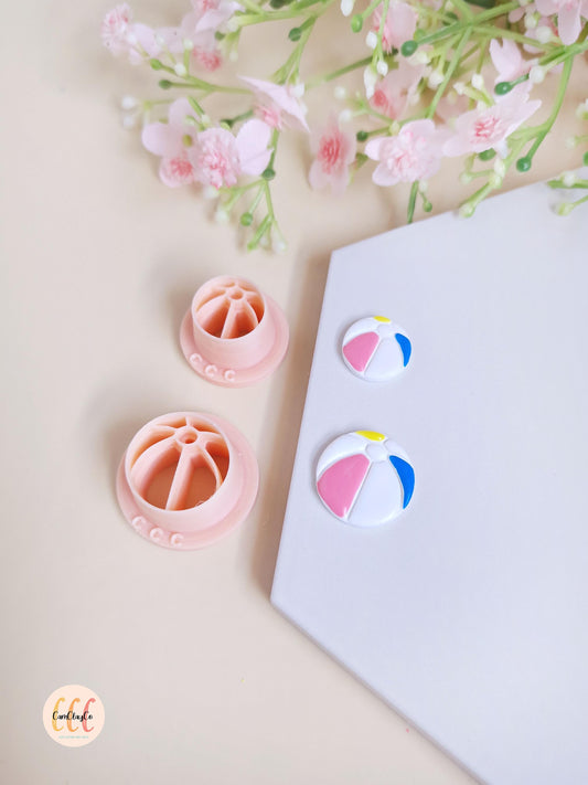 3D Beach Ball Cookie Cutters for Polymer Clay Jewelry Making, Interchangeable Hoop Earrings, Tassels