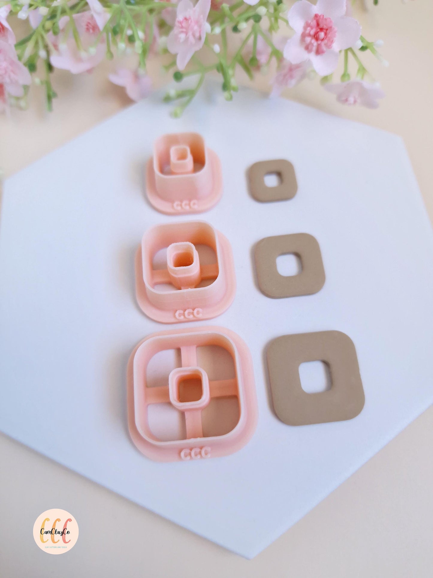 Emporte-pièces 3D en forme de carrés arrondis donuts pour la fabrication de bijoux en argile polymère