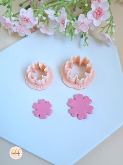 Emporte-pièces 3D fleurs 6 pétales doubles pour la fabrication de bijoux en argile polymère, créoles interchangeables