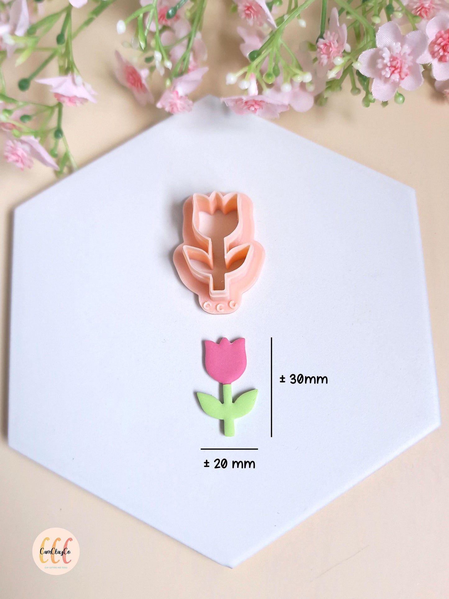 Emporte-pièces 3D en forme de tulipes avec tiges pour la fabrication de bijoux en argile polymère