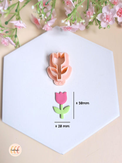 Emporte-pièces 3D en forme de tulipes avec tiges pour la fabrication de bijoux en argile polymère